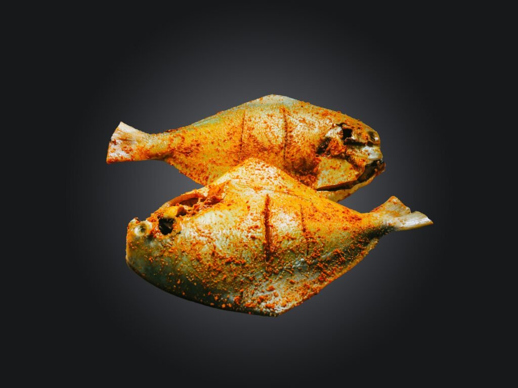Pomfret fish marinated with turmeric and salt, a Bangladeshi fish delicacy from Chattogram